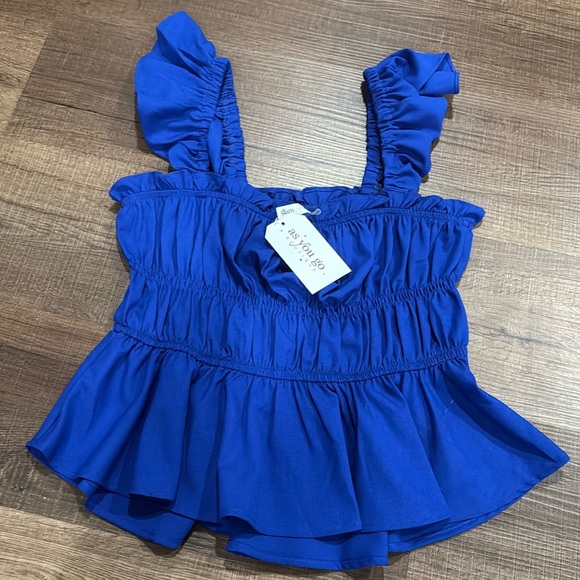 glam Tops - NWT Glam royal blue blouse .